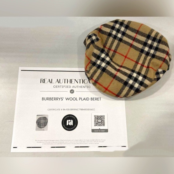 Burberrys' Wool Plaid Beret COA - Picture 1 of 4